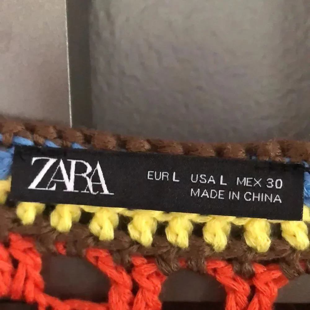 Zara Orange crochet mod looking dress. L